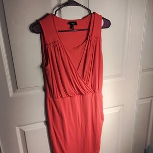 Vibrant Coral Sleeveless Mini Dress